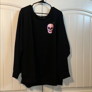 Black Sweatshirt with Pink Skull Design